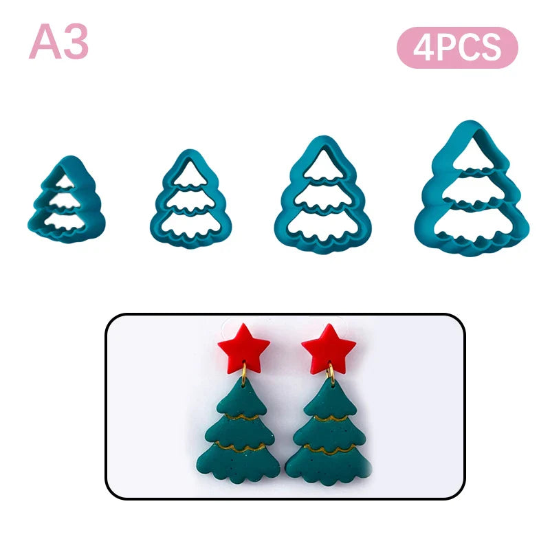 Christmas Tree & Wreath Polymer Clay Cutters – 4pc DIY Set