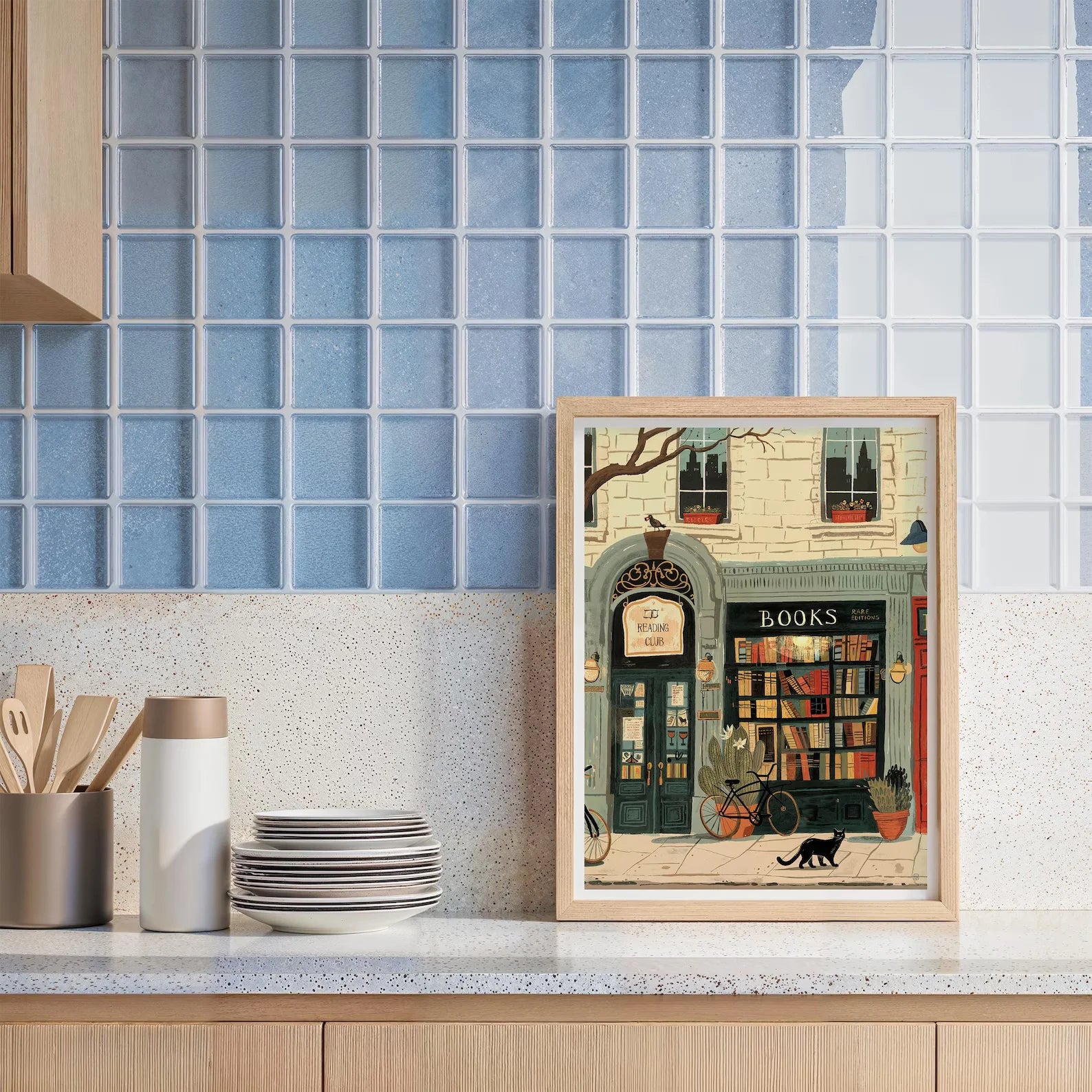 Bookstore Art Print, Cozy Bookshop Illustration, Library Wall Decor, Gift for Book Lover, Reading Nook Poster, Home Office Liter Peaceful Pleasures Health and Wellness