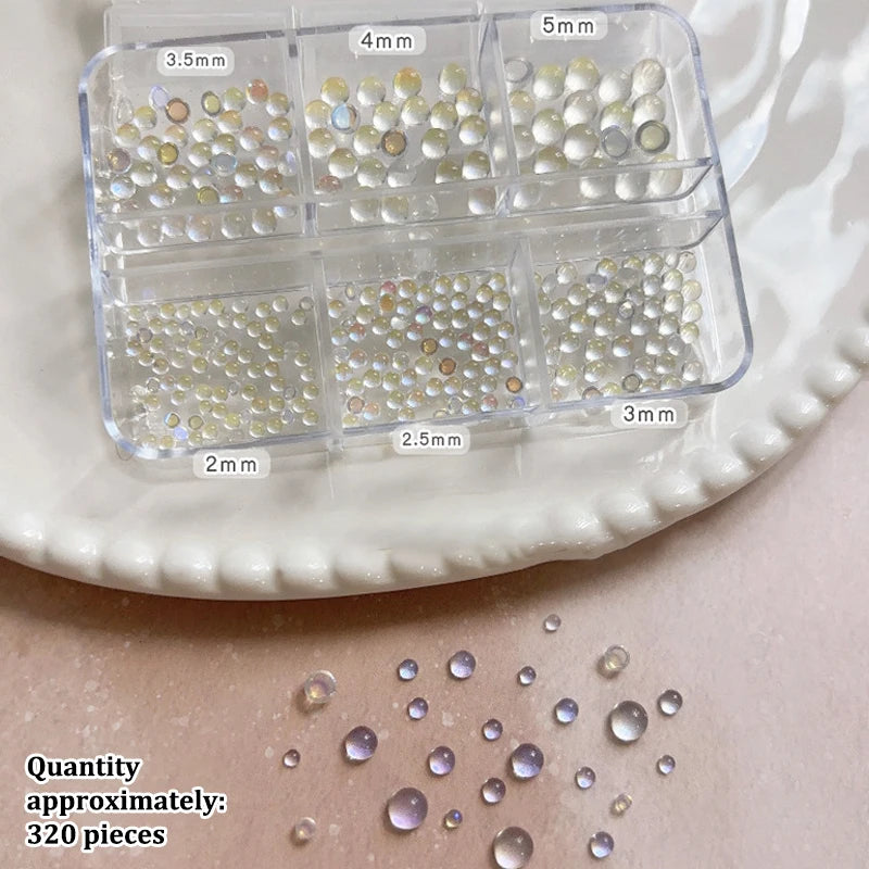 Colorful Mermaid Bubble Bead Half Round Flat Bottom Shiny Aurora Size Mixed Candy Color Nail Art Accessories Decoration Manicure Peaceful Pleasures Health and Wellness White1