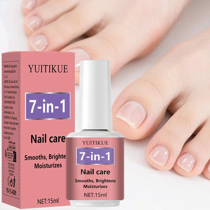 YUITIKUE 7-in-1 Nail Polish 15ml - Smooths, Brightens & Moisturizes Nails, Fast Drying, Non-Sticky Base Coat & Top Coat Peaceful Pleasures Health and Wellness