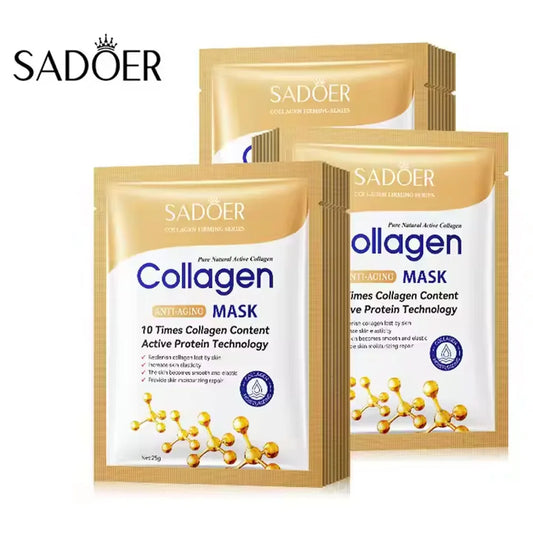 5/10/20/30pcs SADOER Collagen Face Mask Firming Moisturizing Repair Brightening skincare Face Sheet Mask Facial Masks Skin Care Peaceful Pleasures Health and Wellness