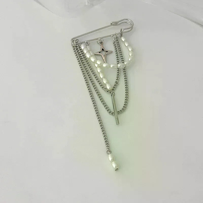 Retro Pearl Chain Tassel Pendant Pin & Foot Chain Jewelry Fashion Jewelry Pin Peaceful Pleasures Health and Wellness