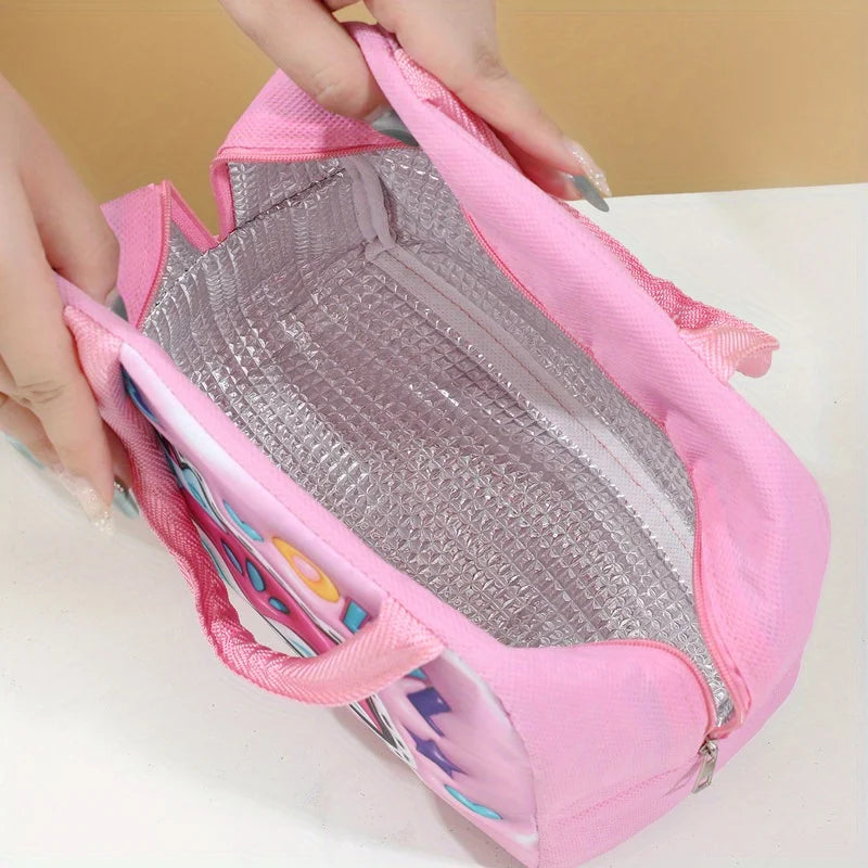 [Cute Cartoon Lunch Bag] 1pc Cute Cartoon Thermal Lunch Bag - Non-Woven Rectangle Bento Box Tote with Thick Aluminum Foil Peaceful Pleasures Health and Wellness
