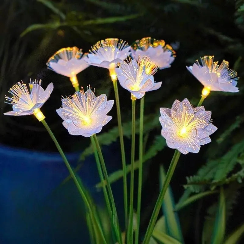 Solar LED Fiber Flower Garden Stake Light | Outdoor Decor
