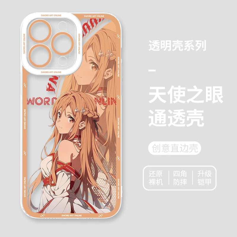 Japanese Anime Sword Art Online Phone Case for Iphone 17 16 15 14 13 12 11 Pro Max Plus Mini Air Asuna Kirito Phone Cover Peaceful Pleasures Health and Wellness