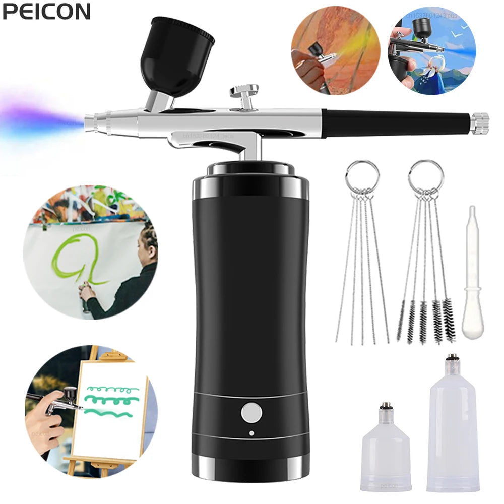 Airbrush with Compressor Paint Spray Gun Portable Airbrush Mini Spray Gun for Painting Model Paint Airbrush Kit with Compressor Peaceful Pleasures Health and Wellness