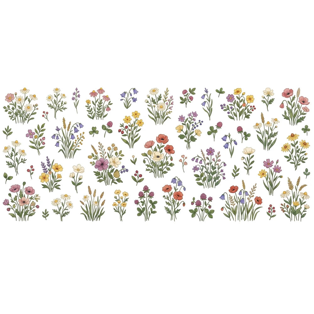 Watercolor Wildflower UV DTF Transfer Stickers – Waterproof Decals