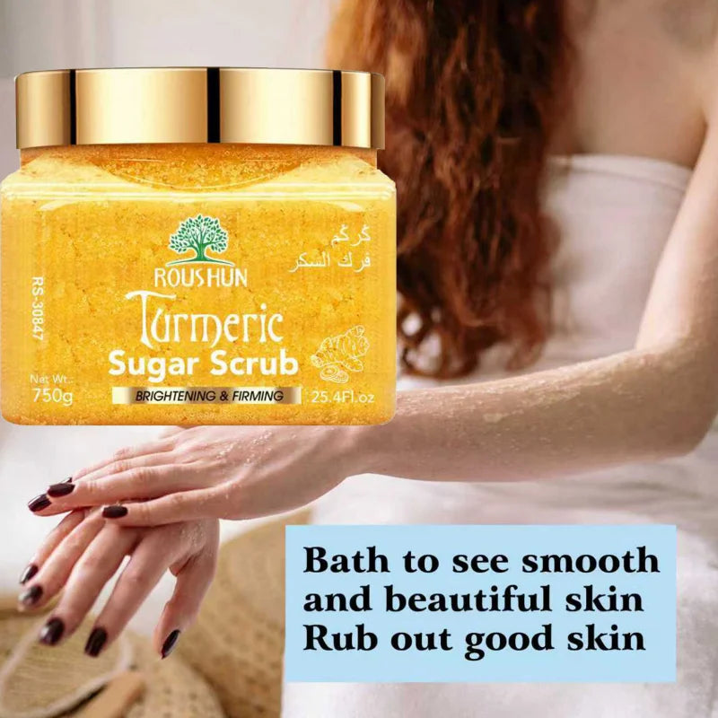 ROUSHUN Turmeric Sugar Scrub Large Capacity Family Pack Body Scrub Gentle Deep Cleansing Skin 750g Peaceful Pleasures Health and Wellness