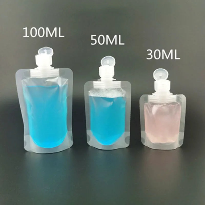 5 Pcs 30/50/100ml Clamshell Packaging Bag Stand Up Spout Pouch Plastic Hand Sanitizer Lotion Shampoo Makeup Fluid Bottles Travel Peaceful Pleasures Health and Wellness 30ML 5pcs