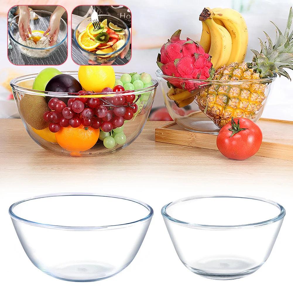 Transparent Thickened Glass Bowl Home Kitchen Microwave Oven Special Egg-Beating Dough-Kneading Salad Bowl Household Soup Bowl Peaceful Pleasures Health and Wellness