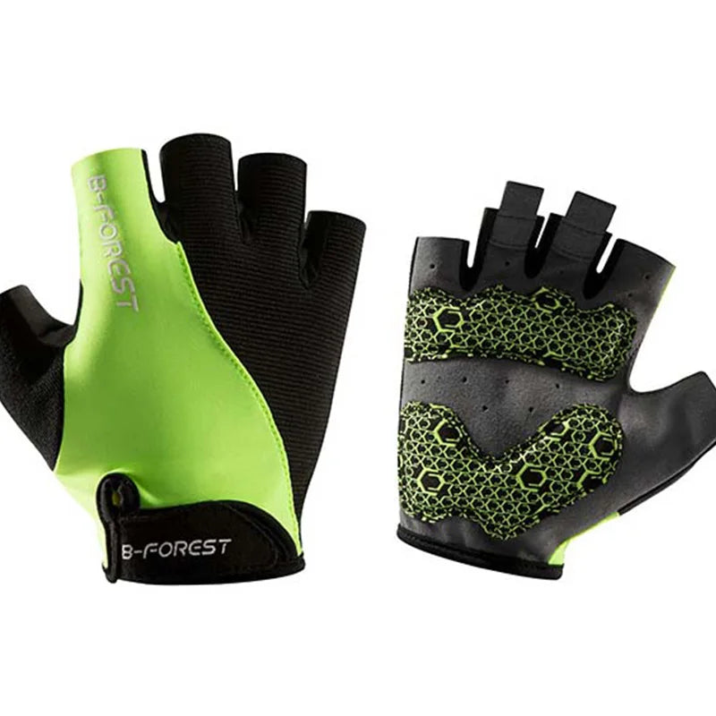 1 Pair Half Finger Cycling Gloves For Men Women Shockproof Breathable Sports Fitness Gloves,Anti-slip Mountain Gloves Peaceful Pleasures Health and Wellness Grass Green XL