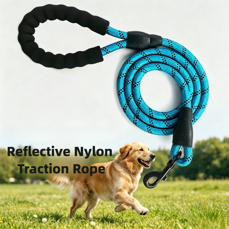 3m Pet Reflective Nylon Tow Rope Non Slip Foam Handle Pet Adjustable Towing Ropes Large Middle Small Dogs Outdoors Pet Supplies Peaceful Pleasures Health and Wellness