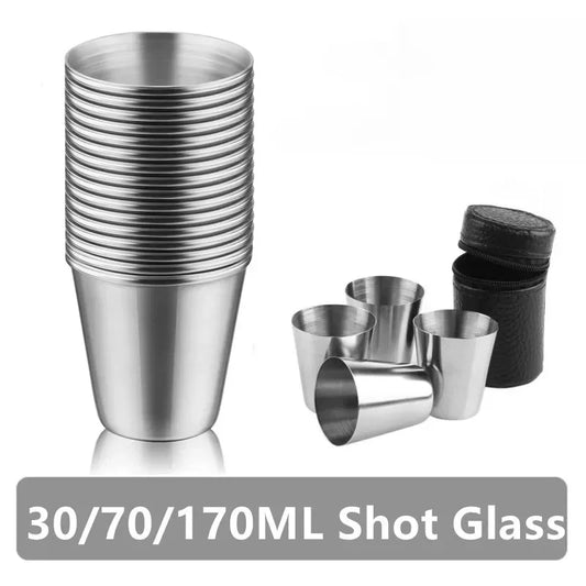 Stainless Steel Shot Cups Set of 4 – 170ml with Leather Bag Shot Cup Set Peaceful Pleasures Health and Wellness