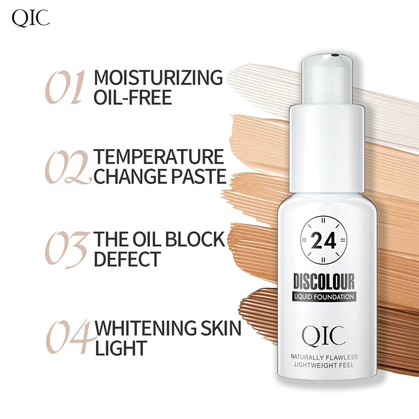 QIC Color Changing Liquid Foundation – Matte & Hydrating 30ml