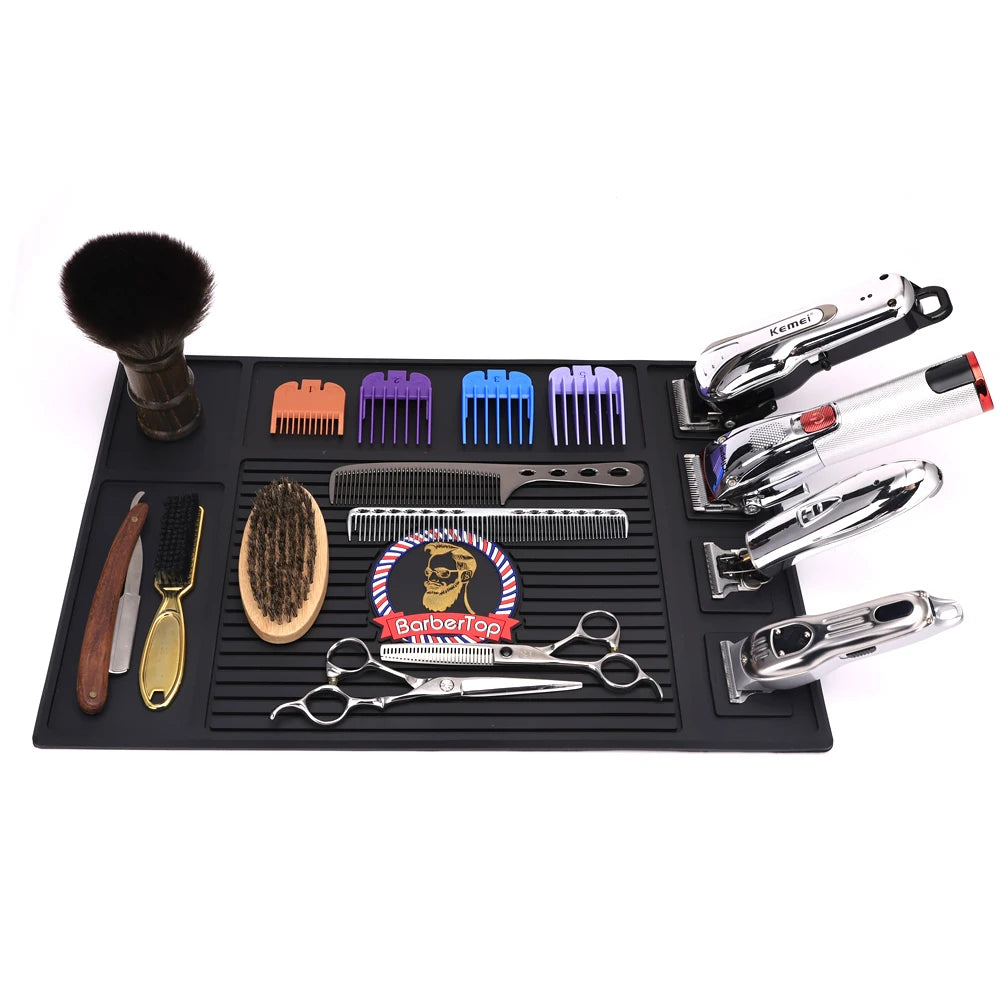 Barber Soft Silicone Magnetic Tray Hairdressing Antiskid Waterproof Flexible Rubber Storage Mat Salon Clippers Scissors Tools Peaceful Pleasures Health and Wellness