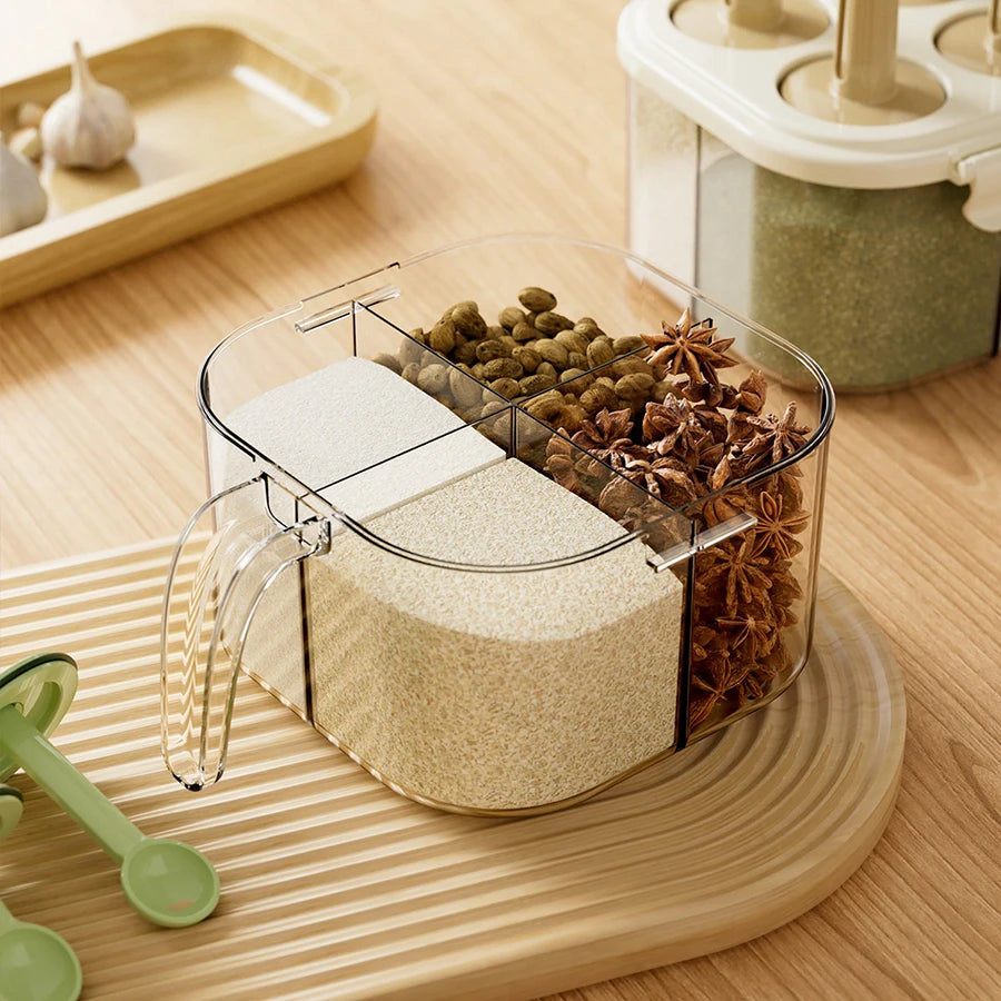 Seasoning Box Kitchen Household New Commercial Sealed Moisture Proof Jar Salt Jar High End Storage Seasoning 4in1 Seasoning Jar Peaceful Pleasures Health and Wellness