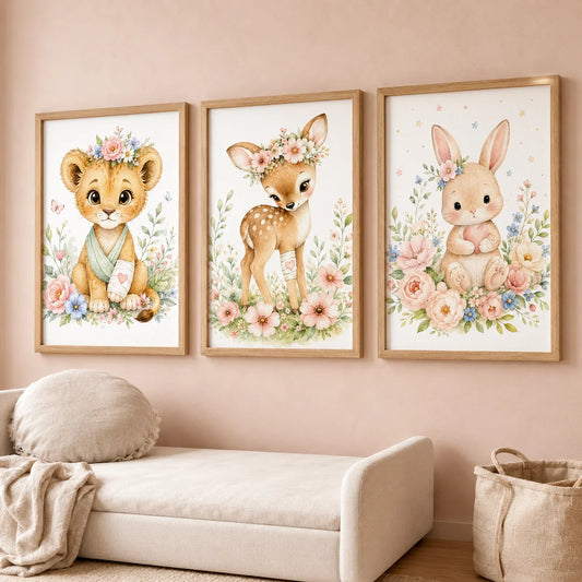 Nursery Animal Wall Art Canvas Painting Watercolor Cartoon Poster Baby Bedroom Home Decor Peaceful Pleasures Health and Wellness