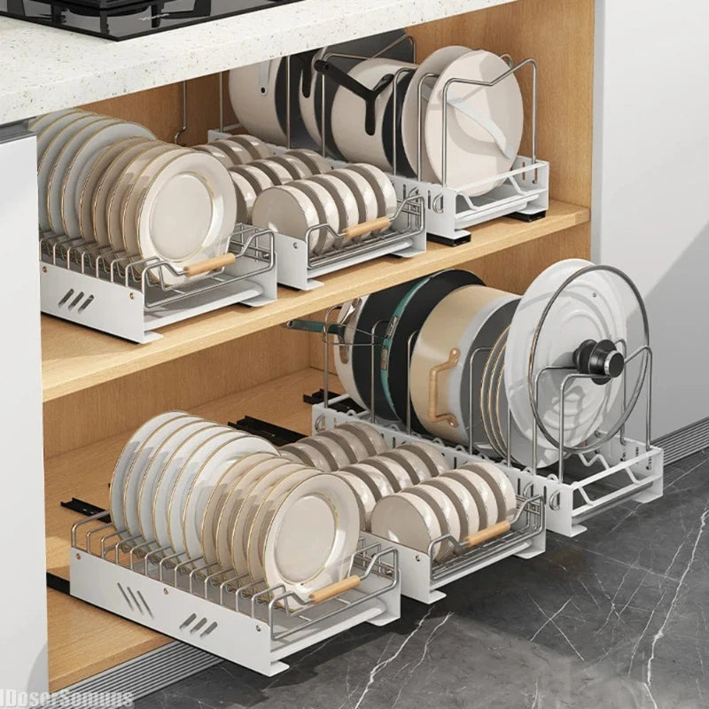 Under-Sink Pull-Out Pot Rack | Metal Cabinet Kitchen Organizer