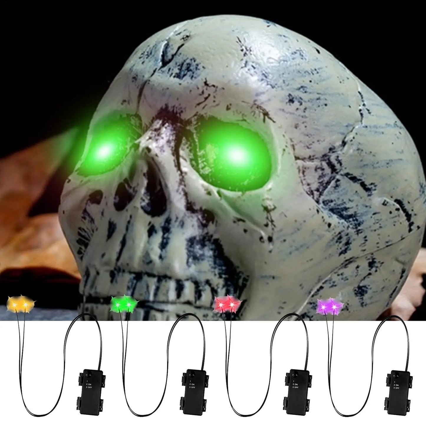 Halloween LED Glowing Eyes with Timer | Skull & Pumpkin Props