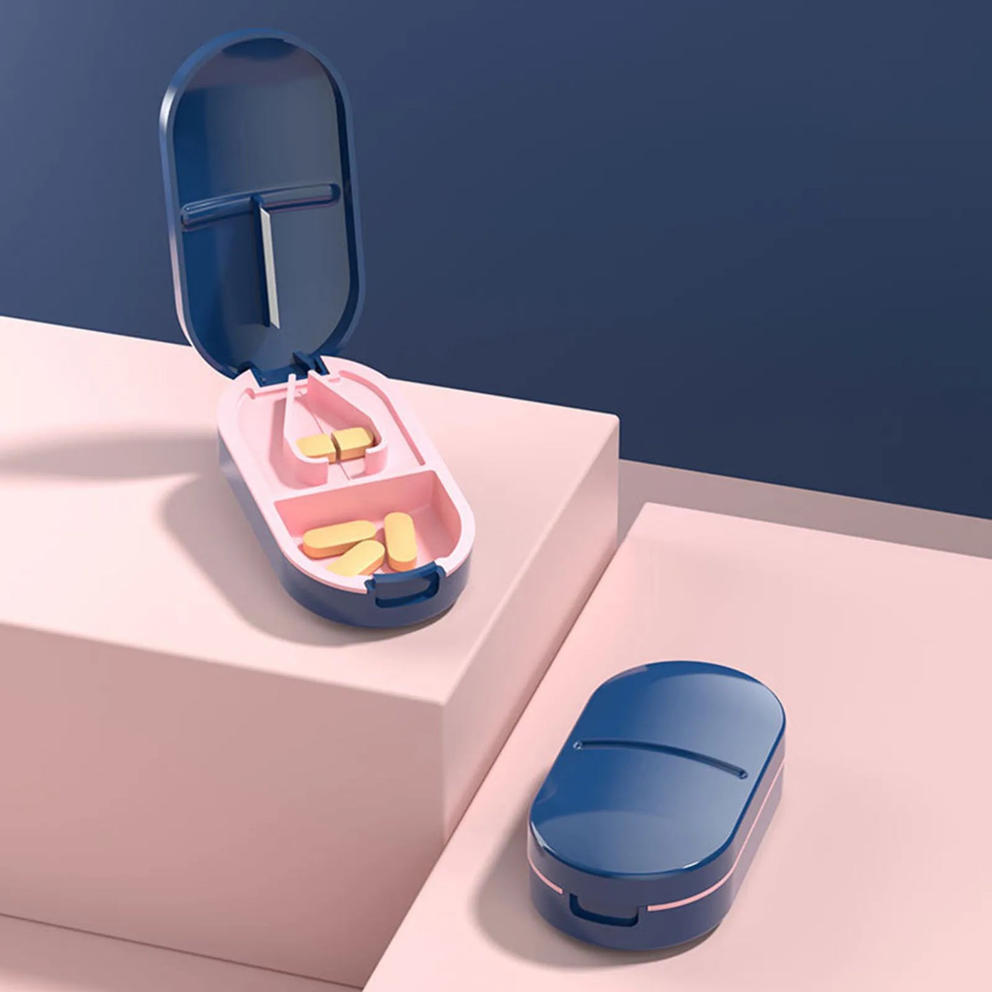 Medicine Pill Box Portable Tablet Cutter Splitter Pill Case Storage Box Pill Tablet Cutter Divider Health Care Pill Holder Peaceful Pleasures Health and Wellness