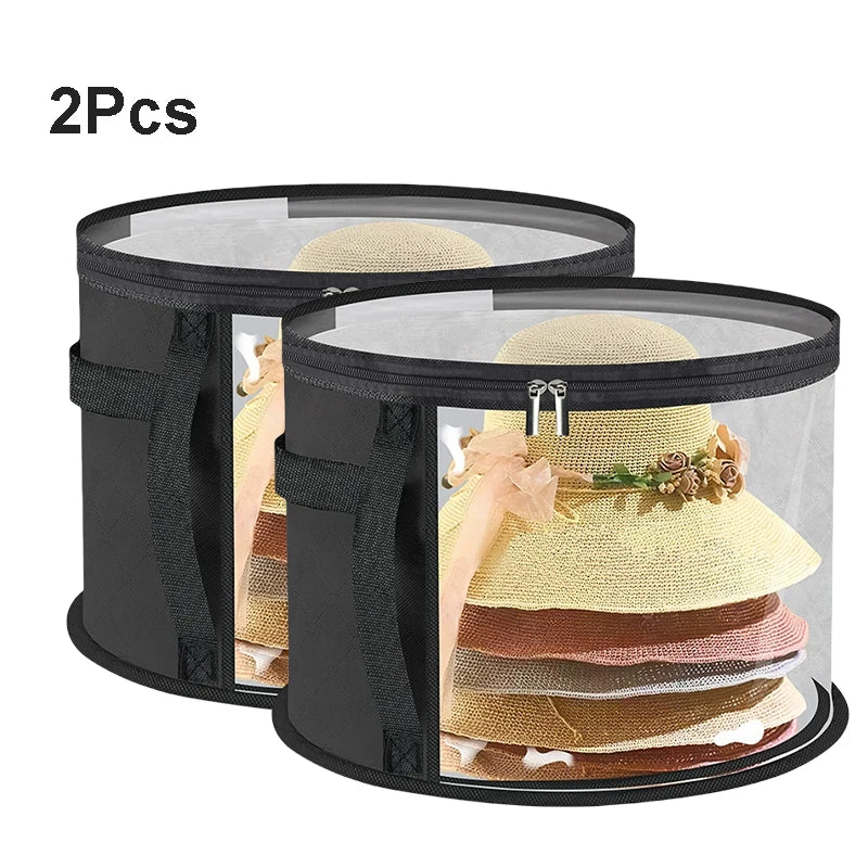 Large Round Foldable Hat Box for Travel & Closet Storage