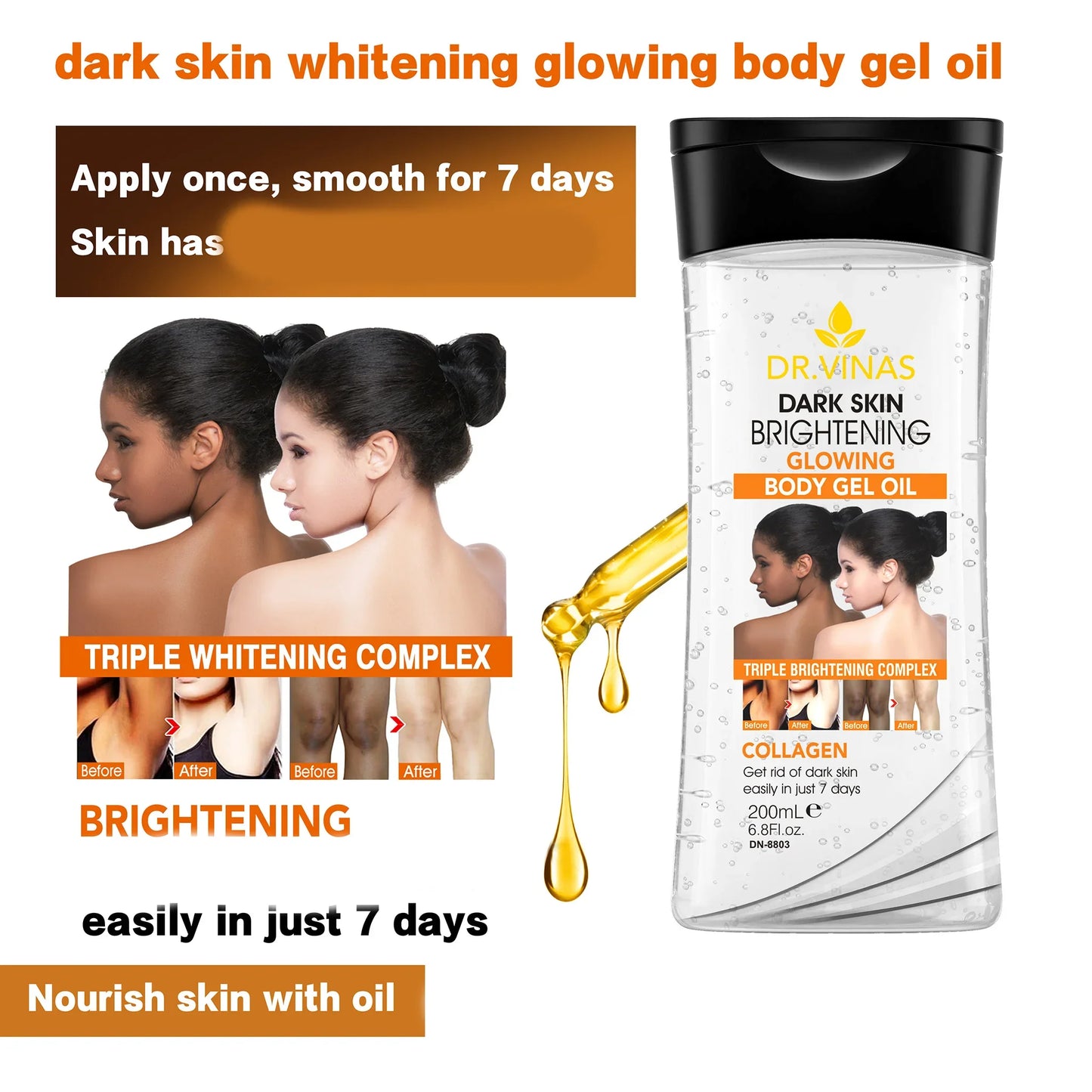 DR.DAVEY 200ml Brightening Body Gel Oil – Moisturizing Skin Care