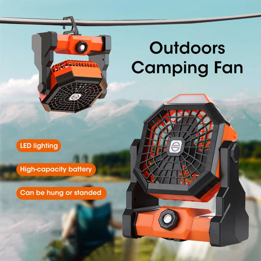 7800mAh Rechargeable Camping Fan with LED Light and Hook Portable Wireless Desktop Air Circulator for Outdoor Tent Car Trip Peaceful Pleasures Health and Wellness