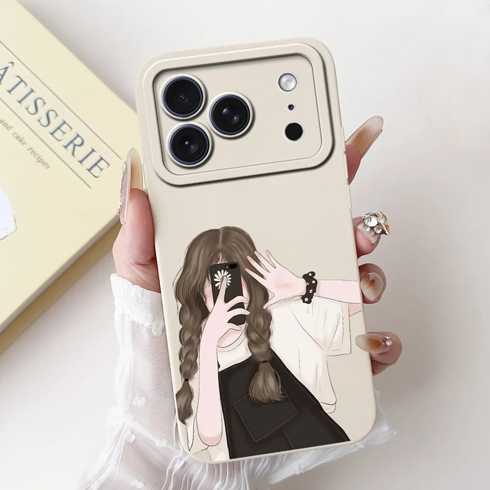iPhone 17 Pro Silicone Case | Cute Kawaii Floral Painted Cover