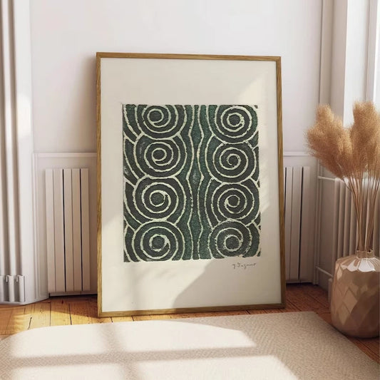 Japanese Green Geometric Spiral Canvas Wall Art Print Canvas Wall Art Peaceful Pleasures Health and Wellness G4667 40x60cm Unframed