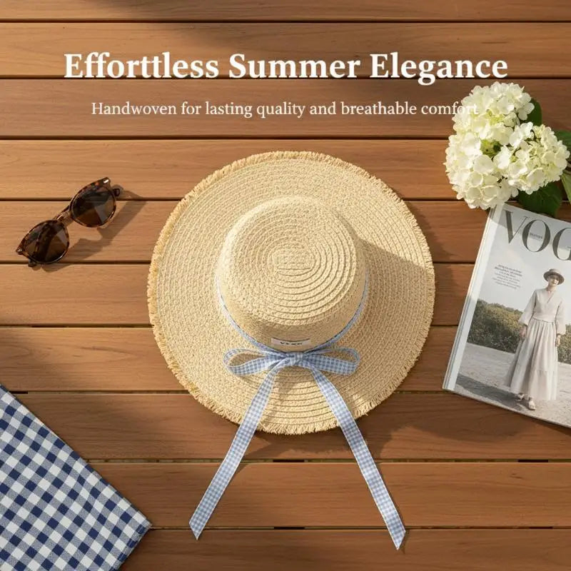 Women's Foldable Straw Sun Hat – Large Brim UV Protection