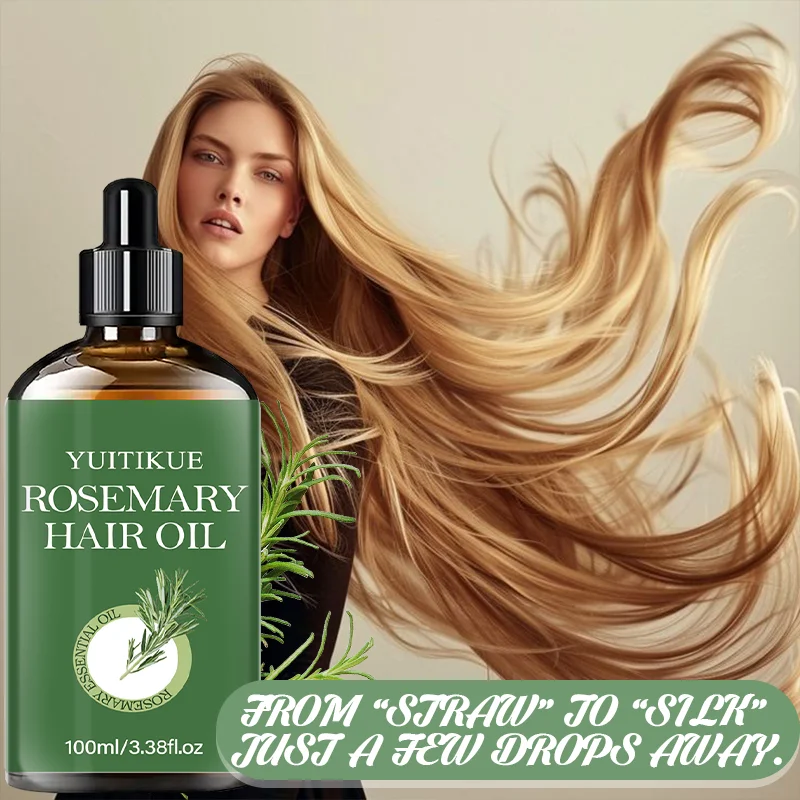 YUITIKUE Rosemary Hair Oil 100ml Natural Essential Oil for Hair Growth Strengthening & Scalp Care Peaceful Pleasures Health and Wellness