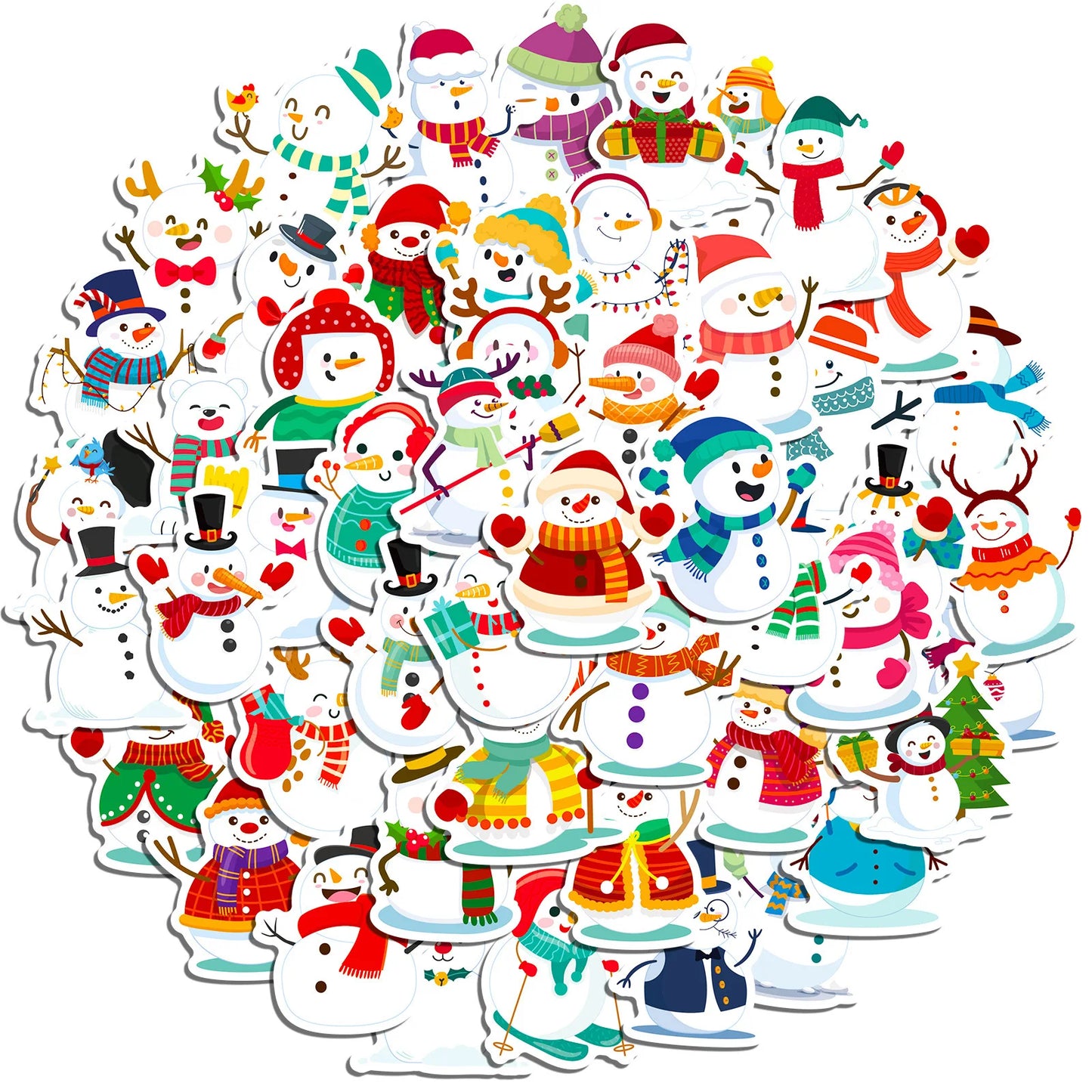 Snowman Stickers Merry Christmas Winter Theme Waterproof Vinyl Decals
