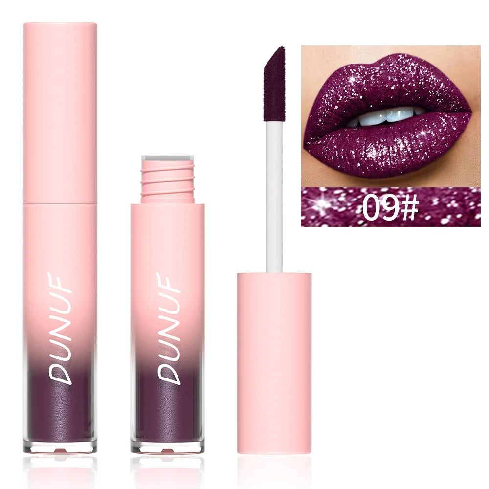 DUNUF Glitter Lip Gloss 18 Colors | Diamond Shimmer Liquid Lipstick