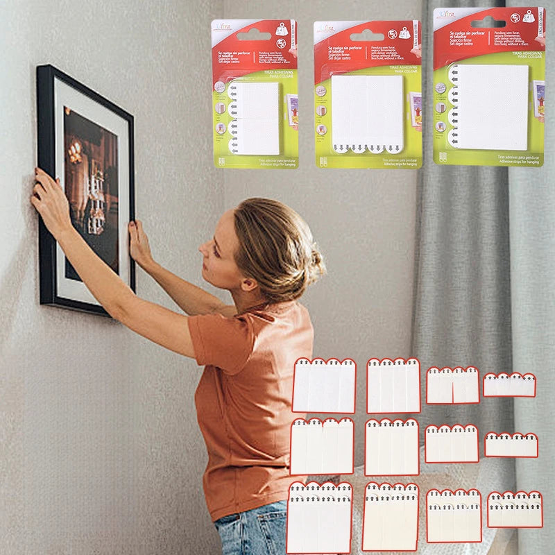 Strong Hanging Picture Frame Removable Magic Tape Easy Pull Adhesive Hook Self-Adhesive No Trace Magic Decorative Picture Double Peaceful Pleasures Health and Wellness