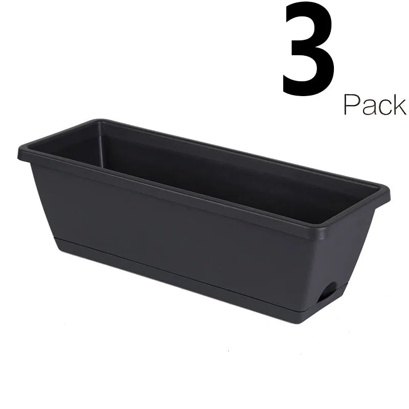 3-Pack Rectangle Window Box Planters with Drainage Holes