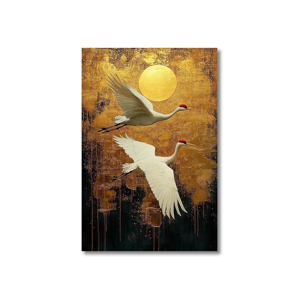 Sage Green Gold Japandi Art Print Flying Birds Wall Art Abstract Sun Art Living Room Decor Japanese Wall Art Bedroom Decor Gift Peaceful Pleasures Health and Wellness