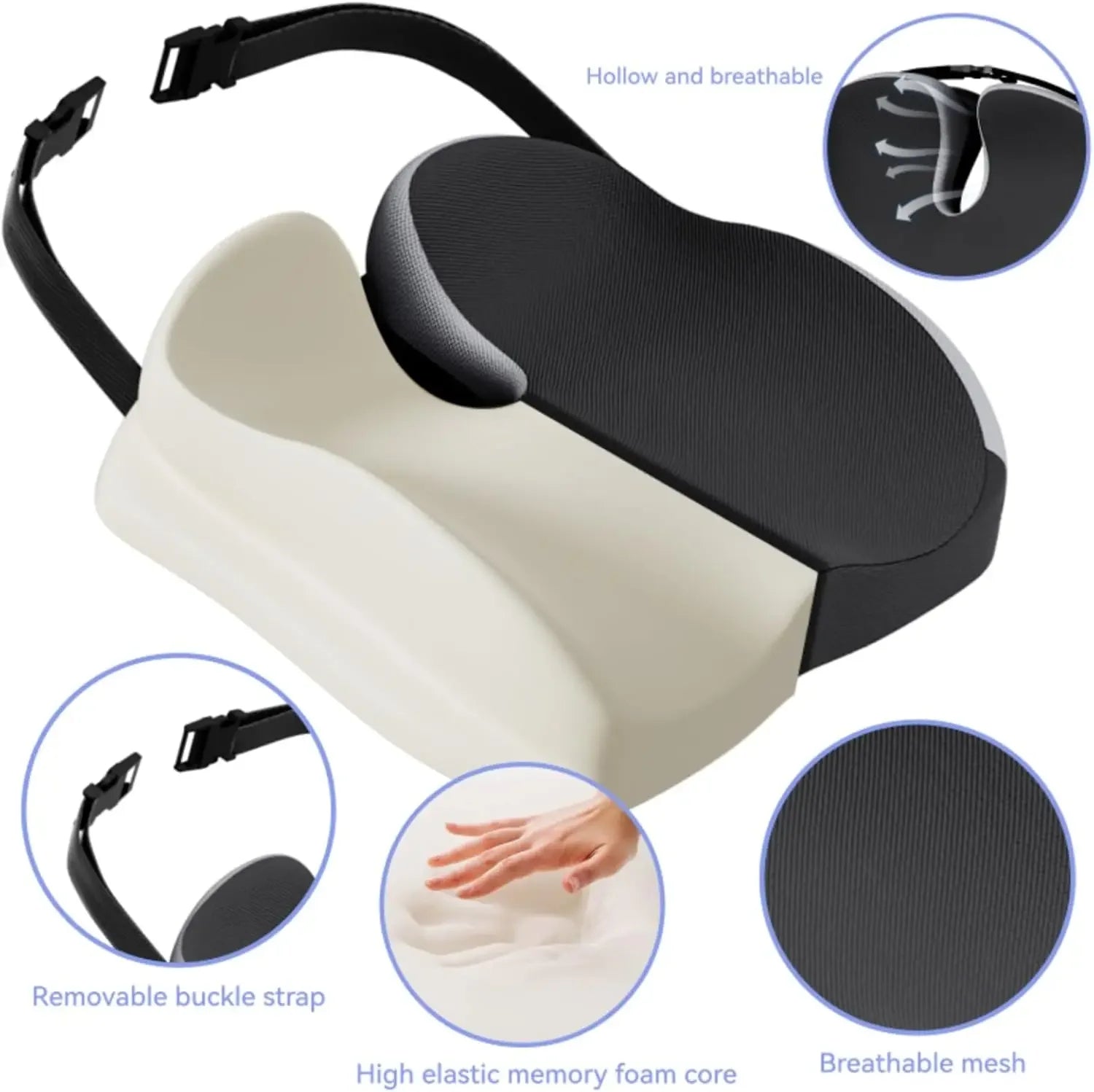 Memory Foam Seat Cushion for Office Chairs, Wheelchair, and Car Seats - Relieves Back and Tailbone Pain Peaceful Pleasures Health and Wellness