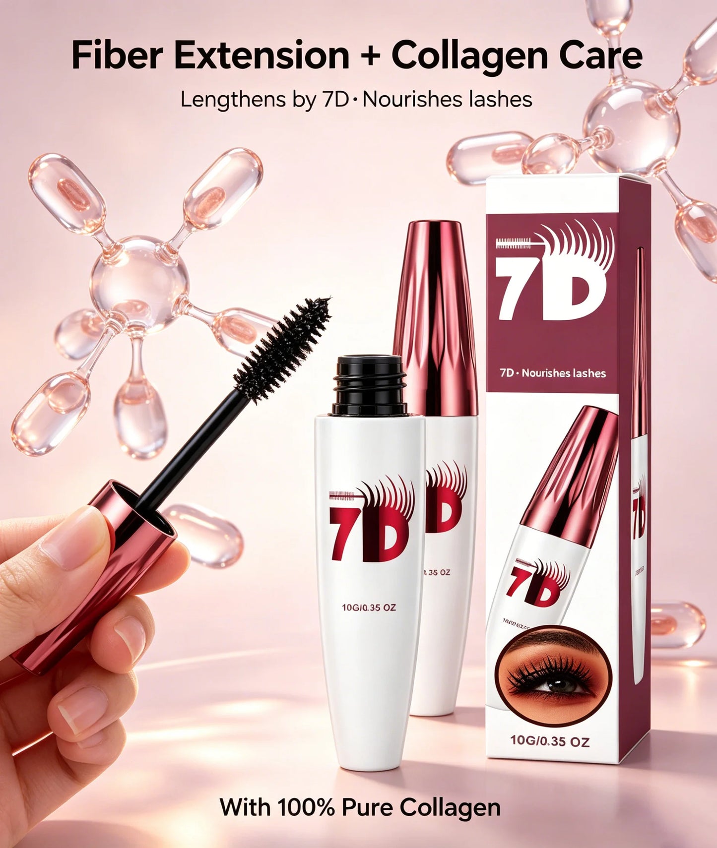 7D Fiber Mascara – Waterproof, Volumizing & Collagen Lashes