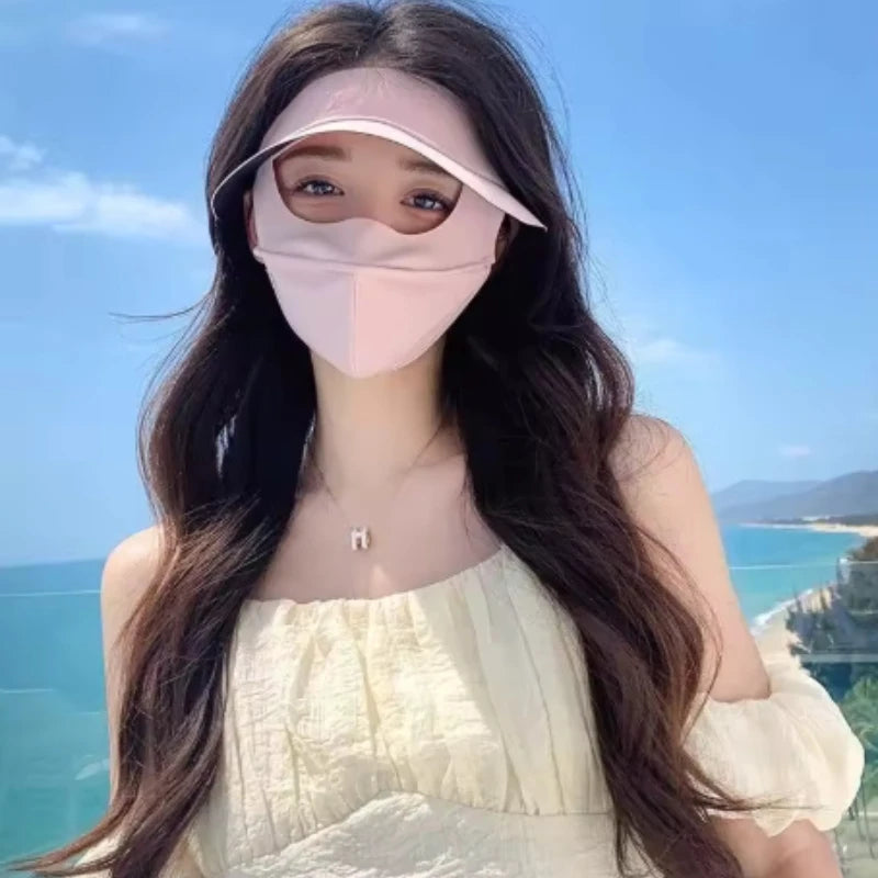 Summer UV protection Polyester Ice Silk Mask Portable Sunshade Breathable Sunscreen Mask Outdoor With Brim Sun Protection Hats Peaceful Pleasures Health and Wellness