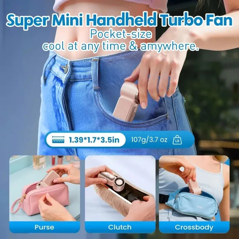 Mini Handheld Fan USB Rechargeable 3600mAh | 100 Speeds