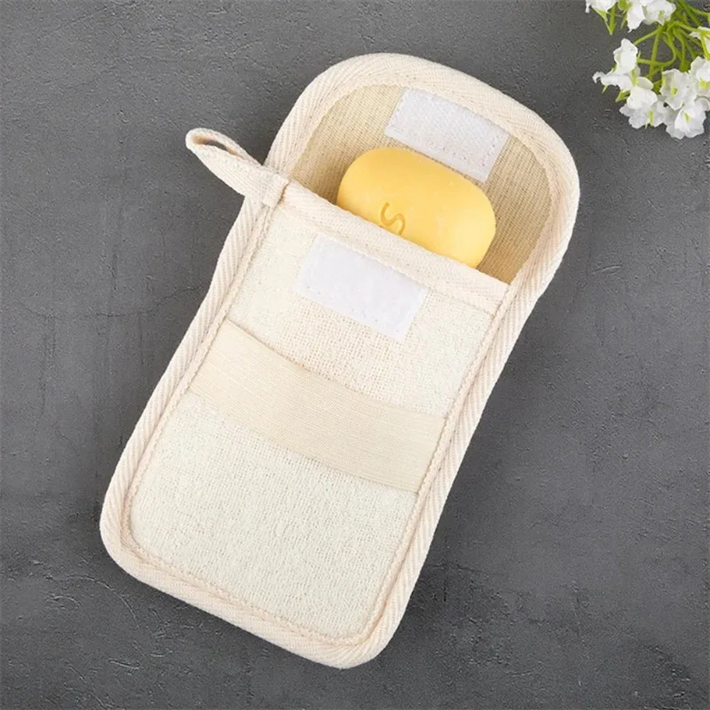 Cotton Linen Soap Bag with Foam Net | Portable Soap Holder