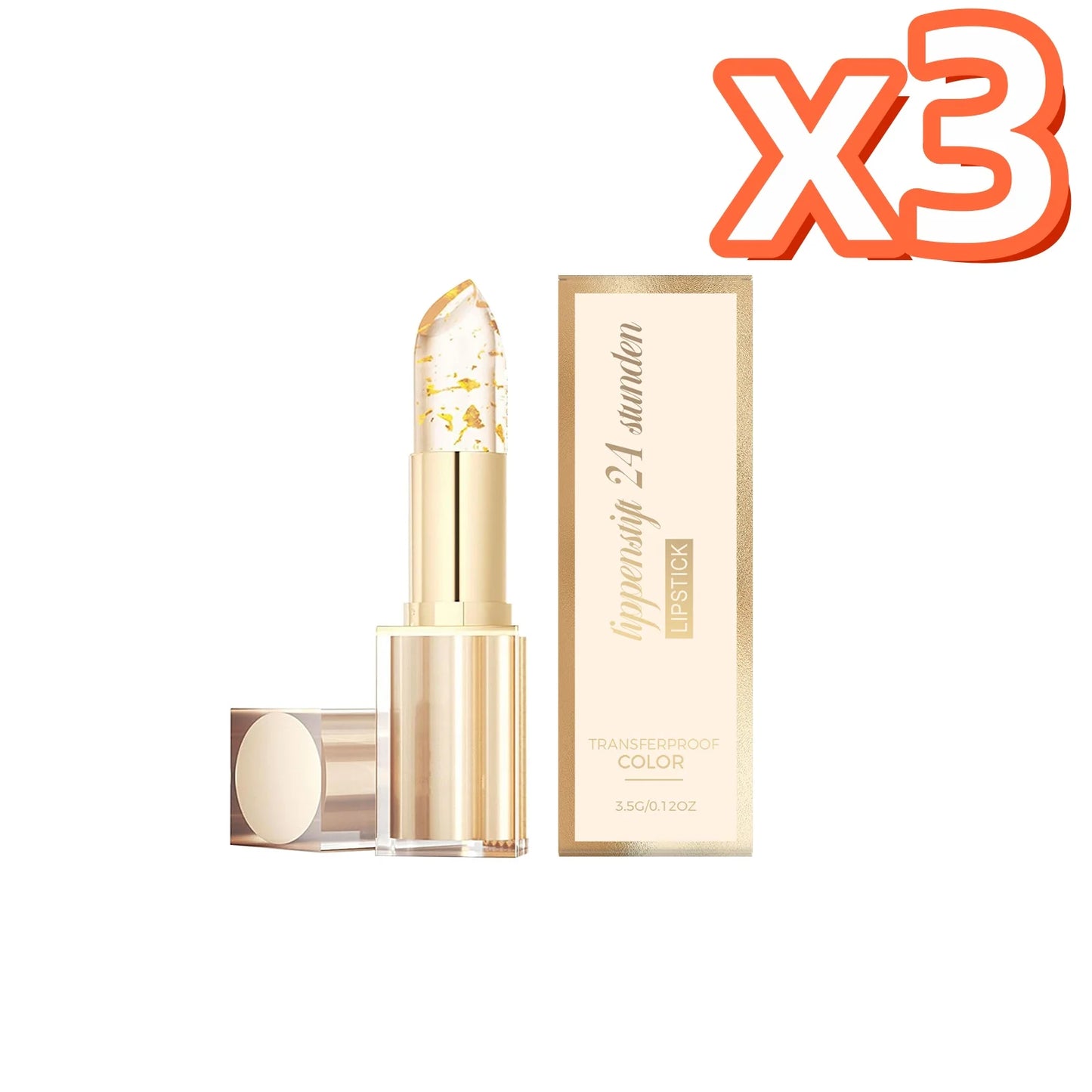 Gold Foil Color Changing Lipstick Fade Lip Line Enhance Plumpness Moisturizing Lip Perfect Daily Makeup Hyaluronic Acid Lip Balm Peaceful Pleasures Health and Wellness 3.5g Boxed X 3PCS