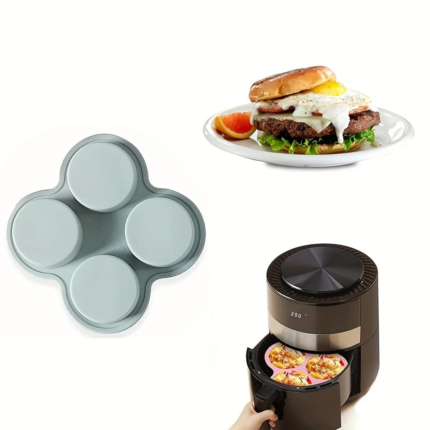 4-Cavity Silicone Air Fryer Egg Mold – Non-Stick BPA-Free Pan