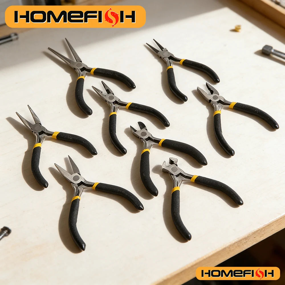 1Pcs Portable Durable Carbon Steel Forging Jewellery Pliers Light Weight Mini Pliers Hand Tools Round Flat Long Nose Pliers Peaceful Pleasures Health and Wellness