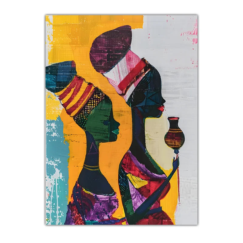 African Tribal Female Abstract Canvas Wall Art | Unframed Print Canvas Wall Art Peaceful Pleasures Health and Wellness Burgundy 15x20cm No Frame China Mainland
