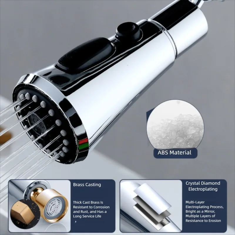 2 In 1 Kitchen Faucet Extender Universal 720° Rotate Pull Out Kitchen Tap Multi-mode Strong Flushing Booster Kitchen Accessories Peaceful Pleasures Health and Wellness