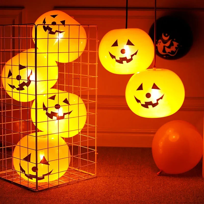 Halloween Pumpkin LED Glow Balloons | Party Decoration 5–75pcs