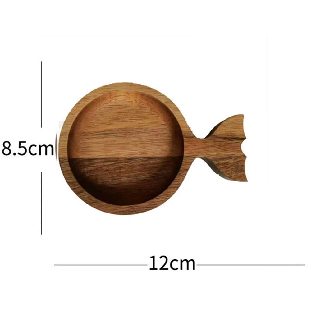 Fish-Shaped Wooden Condiment Dipping Dish with Handle Condiment Dipping Dish Peaceful Pleasures Health and Wellness AS