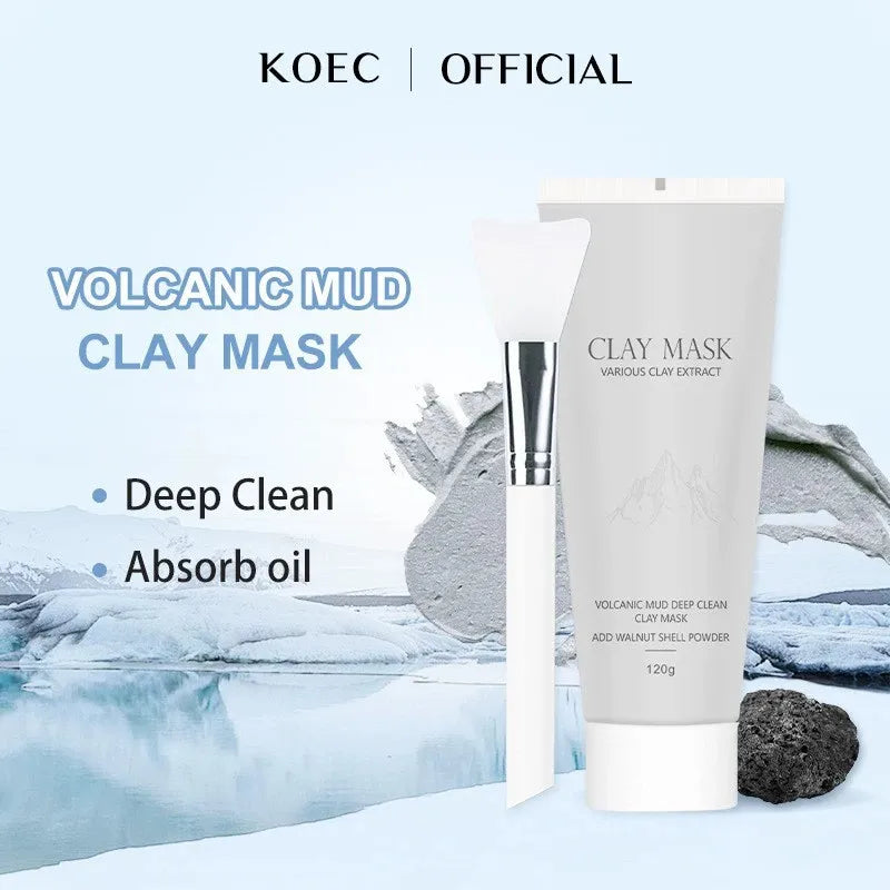 Turmeric VC/Niacamide/Clay Cleansing Mud Mask with Brush, Brightening and Blackhead-Removing Applicable Mask, nourishing the ski Peaceful Pleasures Health and Wellness Volcanic mud