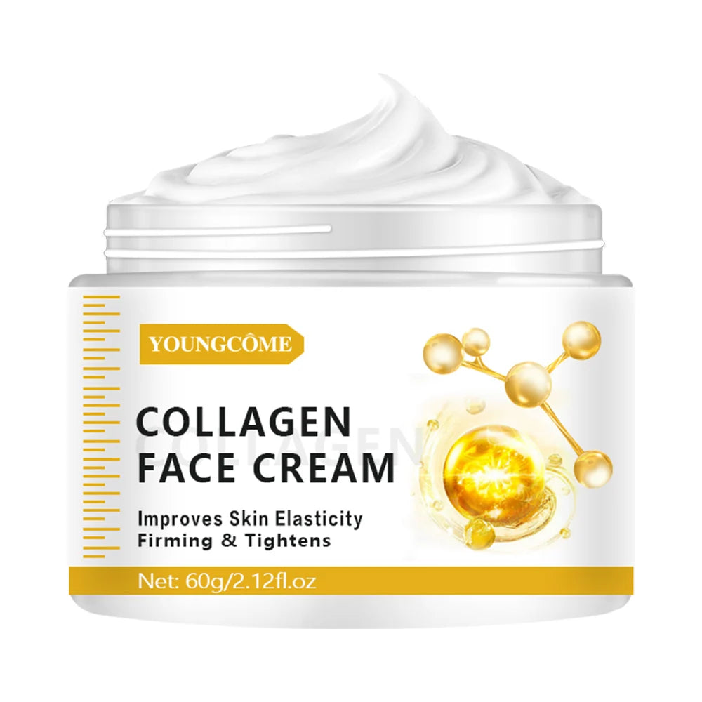 YOUNGCOME Collagen Face Cream Firming & Tightening Moisturizer Improves Elasticity Deep Hydration Daily Facial Care for Women Peaceful Pleasures Health and Wellness 60g